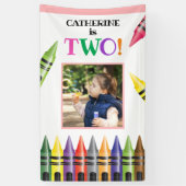 クレヨンキッズ2nd誕生日パーティーフォトピンク 横断幕 (縦)