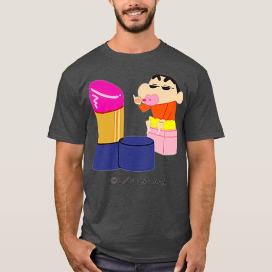 クレヨンシンちゃんおもしろいおもしろい勉強AからZ L one Tシャツ (正面)