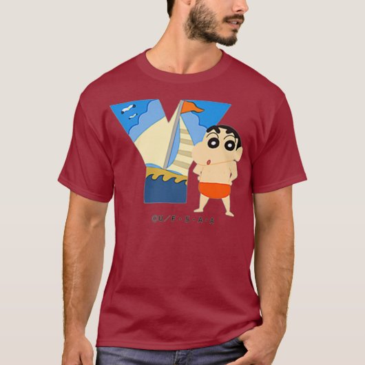 クレヨンシンちゃんおもしろいおもしろい勉強AからZ Y one Tシャツ (正面)
