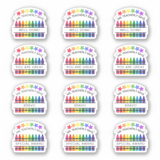 クレヨンスターズリワード学生やる気を起こさせる先生 シール (正面)