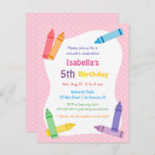 クレヨンズアーツアンドクラフツ子供の誕生日パーティー 招待状 (正面/裏面)