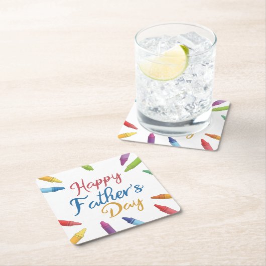 クレヨンズハッピーファーザーズデイタイポグラフィ |コースター スクエアペーパーコースター (インサイチュ)