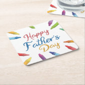 クレヨンズハッピーファーザーズデイタイポグラフィ |コースター スクエアペーパーコースター (アングル)