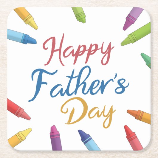 クレヨンズハッピーファーザーズデイタイポグラフィ |コースター スクエアペーパーコースター (正面)