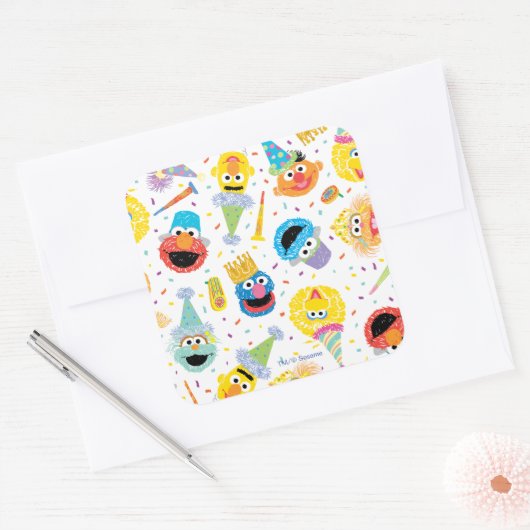 クレヨンセサミストリートパルズパーティー型 スクエアシール (封筒)