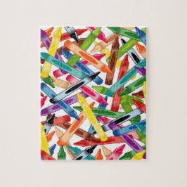 クレヨンチャレンジ、白い背景、 ジグソーパズル