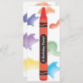 クレヨンテーマ招待状|赤 招待状 (正面/裏面)