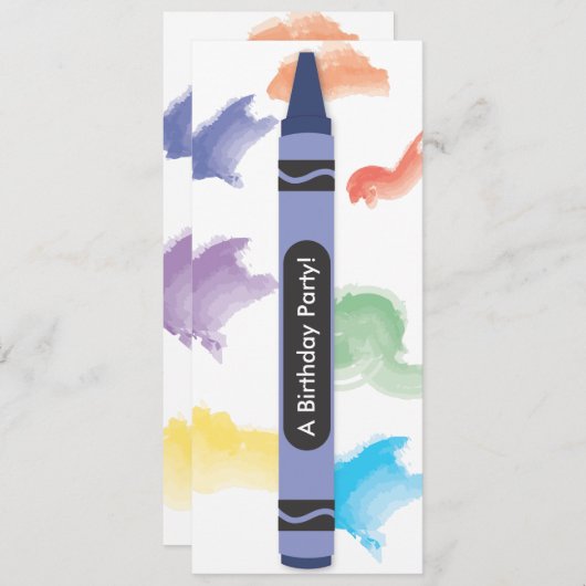 クレヨンテーマ招待状|青 招待状 (正面/裏面)