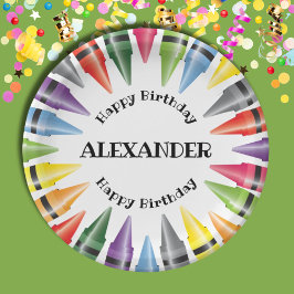 クレヨンハッピーバースデーチャイルドパーティー ペーパープレート