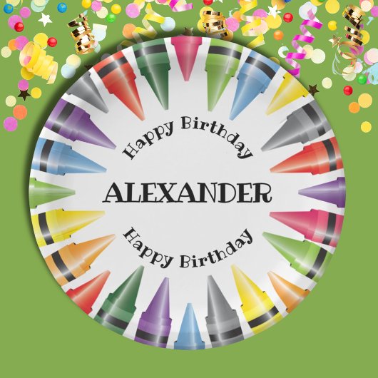 クレヨンハッピーバースデーチャイルドパーティー ペーパープレート