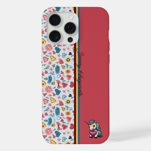 クレヨンパステルハートと花 iPhoneケース (裏面)