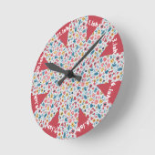 クレヨンパステルハート&フラワーズ ラウンド壁時計 (傾斜)