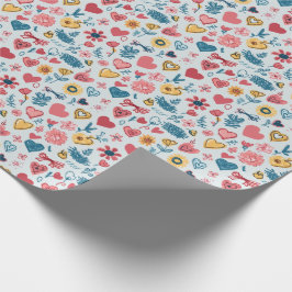 クレヨンパステルハート&フラワーズ ラッピングペーパー