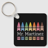 クレヨンパーソナライズされた先生名可愛いバックスクール キーホルダー (正面)