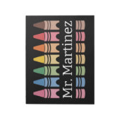 クレヨンパーソナライズされた先生名可愛いバックスクール ノートパッド (回転)