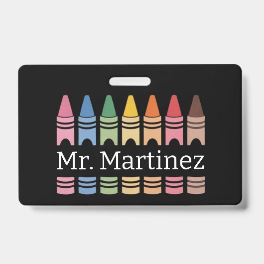 クレヨンパーソナライズされた先生名可愛いバックスクール バッジ (正面)