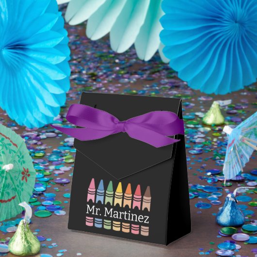 クレヨンパーソナライズされた先生名可愛いバックスクール フェイバーボックス (パーティー)