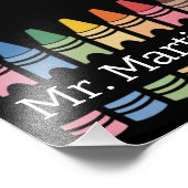 クレヨンパーソナライズされた先生名可愛いバックスクール フォトプリント            (角)