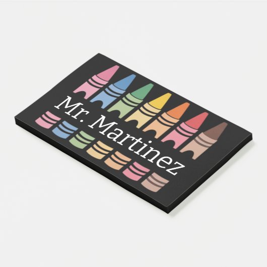 クレヨンパーソナライズされた先生名可愛いバックスクール ポストイット (アングル)