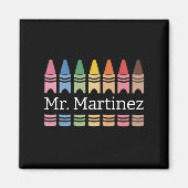 クレヨンパーソナライズされた先生名可愛いバックスクール マグネット (正面)