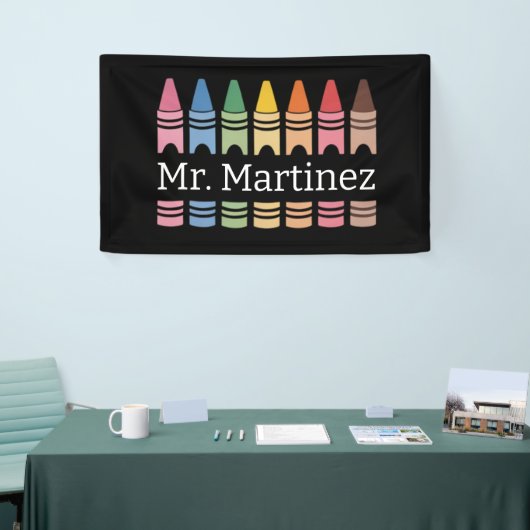 クレヨンパーソナライズされた先生名可愛いバックスクール 横断幕 (トレードショー)