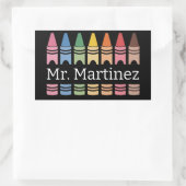 クレヨンパーソナライズされた先生名可愛いバックスクール 長方形シール (バッグ)