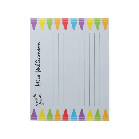 クレヨンパーソナライズされた先生感謝ギフト ノートパッド (回転)
