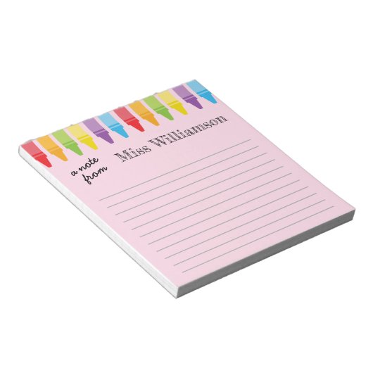 クレヨンパーソナライズされた先生感謝ギフト ノートパッド (アングル)