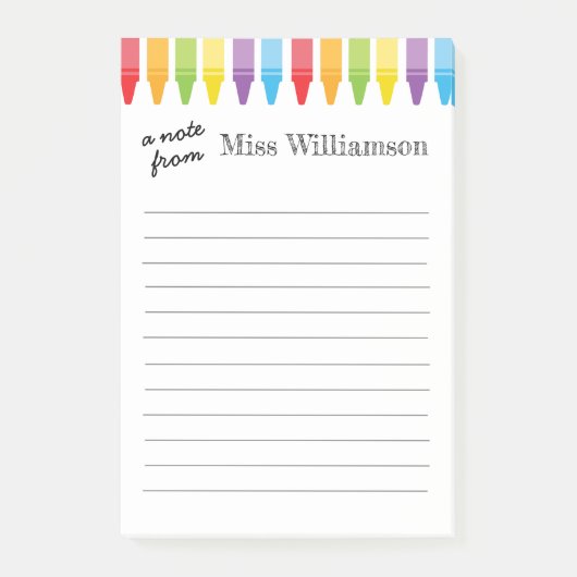 クレヨンパーソナライズされた先生感謝ギフト ポストイット (正面)