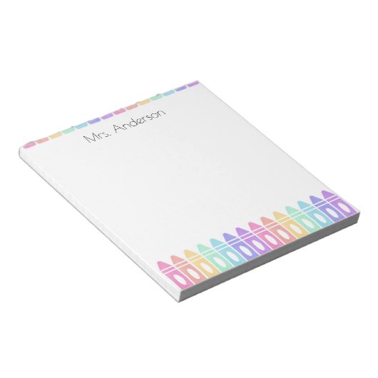 クレヨンパーソナライズされた幼稚園先生メモ帳 ノートパッド (アングル)