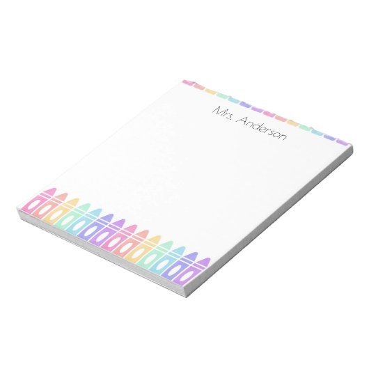 クレヨンパーソナライズされた幼稚園先生メモ帳 ノートパッド (回転)