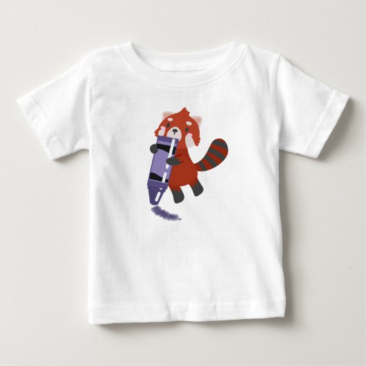 クレヨン付きレッドパンダ ベビーTシャツ (正面)