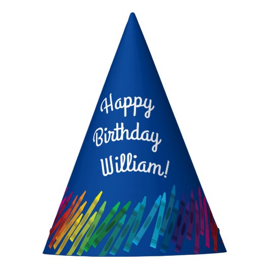 クレヨン子供の誕生日パーティーアートカワイイカラフル パーティーハット (正面)