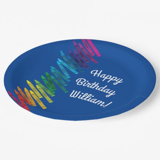 クレヨン子供の誕生日パーティーアートカワイイカラフル ペーパープレート (アングル)