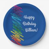 クレヨン子供の誕生日パーティーアートカワイイカラフル ペーパープレート (正面)