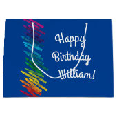 クレヨン子供の誕生日パーティーアートカワイイカラフル ラージペーパーバッグ (正面)