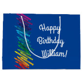 クレヨン子供の誕生日パーティーアートカワイイカラフル ラージペーパーバッグ (裏面)