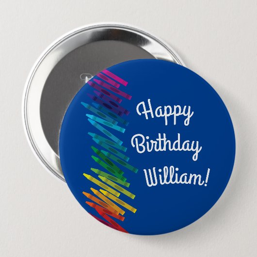 クレヨン子供の誕生日パーティーアートカワイイカラフル 缶バッジ (正面&裏面)