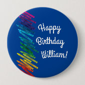 クレヨン子供の誕生日パーティーアートカワイイカラフル 缶バッジ (正面)