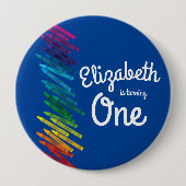 クレヨン子供の誕生日パーティーアートカワイイカラフル 缶バッジ (正面)