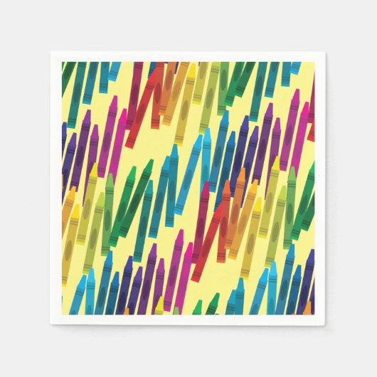 クレヨン子供の誕生日パーティーアートキュートナカラフルップ スタンダードカクテルナプキン (正面)