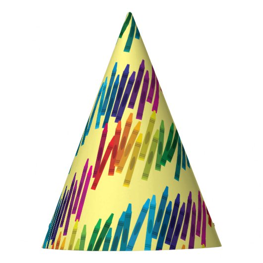 クレヨン子供の誕生日パーティーアートキュートパーカラフルツ パーティーハット (正面)