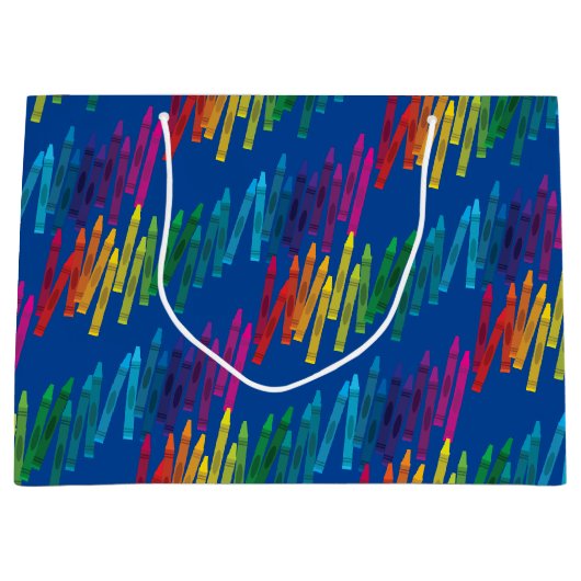 クレヨン子供の誕生日パーティーアート ラージペーパーバッグ (正面)