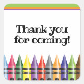 クレヨン子供の誕生日パーティーサンキュー スクエアシール (正面)