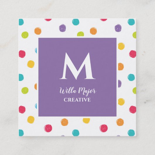 クレヨン水玉模様アートクリエイティブ  スクエア名刺 (裏面)