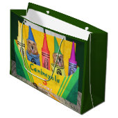 クレヨン箱のゴールデン・リトリーバーのクレヨン ラージペーパーバッグ (正面アングル)