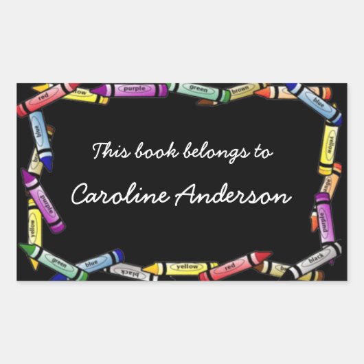 クレヨン縁ど蔵書票シール 長方形シール (正面)