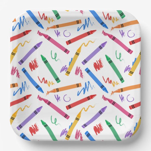 クレヨン誕生日パーティーキッズボーイガール ペーパープレート (正面)