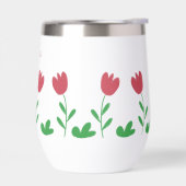 クレヨン赤いチューリップの花と緑の茂み春 (左面)