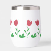 クレヨン赤いチューリップの花と緑の茂み春 (背面)